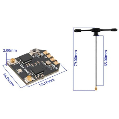 Radiomaster ELRS Receiver RP4TD-M 2.4GHz ExpressLRS Nano Receiver with 79mm UFL T Dual Antenna for FPV Drone/Tiny Whoop/Fixed-Wing RC Plane