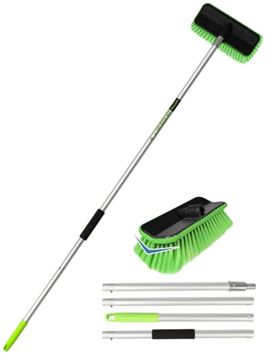 59" V-Shaped Car Wash Brush with Long Handle Snow Sweeping Brushing Adopts Soft Bristle Design Not Floating Hair Suitable for Detail Cleaning Tires Roof SUV RV MPV Truck Camper Indoor Outdoor Window