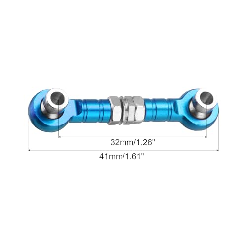 MECCANIXITY 4pcs Steering Servo Turnbuckle Rod RC Aluminum Alloy Linkages for HSP 1/10 94123 On-Road RC Car(Blue) - color: Blue, size: 32mm