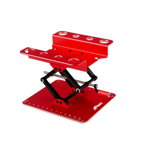 Alum Adjustable RC Car Stand Repair Work Station for 1/12 1/10 Slash TRX4 Axial Arrma Redcat Losi Series Workstation Upgrades Part Red - color: Red