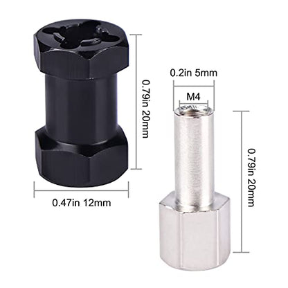 Aluminum 12mm Hex Wheel Hub Wheel Spacers 20mm Offset Extension Drive Adapter for 1/10 SCX10 II Gen7 Gen8 D90 RC Truck (20mm) - size: 20mm