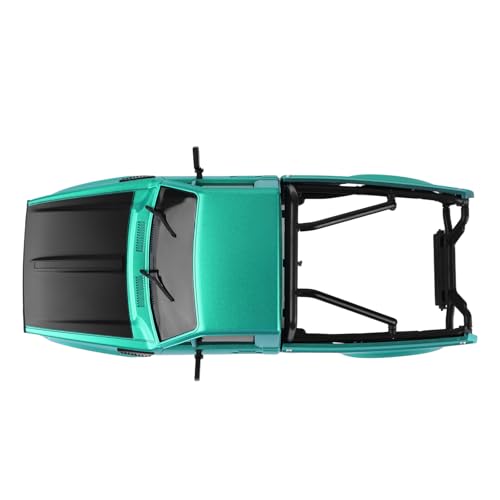 Hard Pickup Body Shell with Bed Rack for 1/24 SCX24 RC Crawler | With dual interchangeable grilles, magnetic flip-up design easy maintenance - color: Greenish Black
