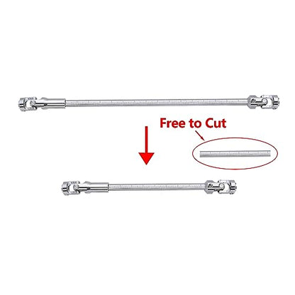 2PCS Stainless Steel Free to Cut Length Driveshaft Universal Joint Drive Shaft for 1/10 LCG DIY RC Crawler SCX10 I II III TRX4 Capra Upgrade Parts… - color: Silver