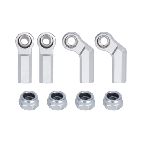 1/10 RC Car Ball Joint,4pcs M4 Chassis Link Steering Rod Ends - Straight/Bend Rod Ends for 1/10 RC Crawler (SCX10, TRX4, Capra, VS4-10, Wraith) (2Bend 2Straight 7mm Silver) - color: 2bend 2straight 7mm Silver