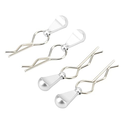 RC Car Body Clips Pull Tabs1/1 RC Body Clips Pins with Pull TabsBody with Tabs for 1/8 Car, /1RC Pins Tabs High Strength 4Pcs Great Durability (Silver) - color: Silver