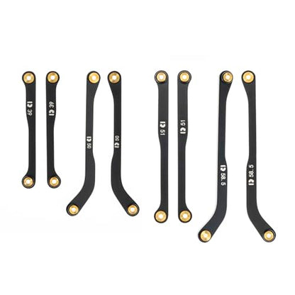 High Clearance 4 Links Set for SCX24 C10, Steel Links Set, Upgrade Parts for SCX24 Bronco, C10, Base Camp, Wrangler JLU, 4Runner, Axial 1/24 RC Crawler Car Upgrade Accessories, 8Pcs, Black - size: For C10