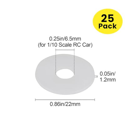 RC Body Washers Universal for 1/10 Scale RC Car Monster Truck Off Road Buggy Body Shell Mount Replacement (25-Pack)