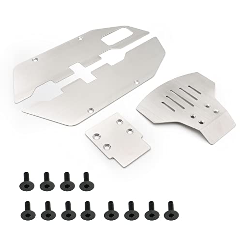 Palumma RC Chassis Armors Set, Stainless Steel Chassis Armors Protection Skid Plate for 1/10 TRAXXAS Slash 2WD RC Car Upgrade Part(Silver)