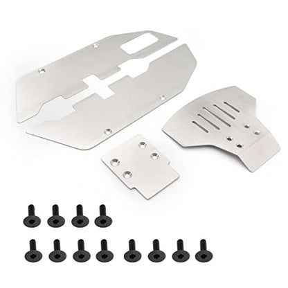 Palumma RC Chassis Armors Set, Stainless Steel Chassis Armors Protection Skid Plate for 1/10 TRAXXAS Slash 2WD RC Car Upgrade Part(Silver)
