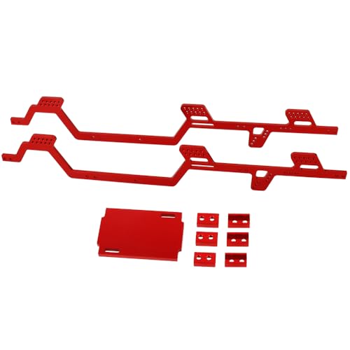 Aluminum Alloy 6x6 Chassis Frame Rail with Brass Complete Middle Axle for TRX4-M 1/18 RC Crawler Upgrade (red) - color: Red