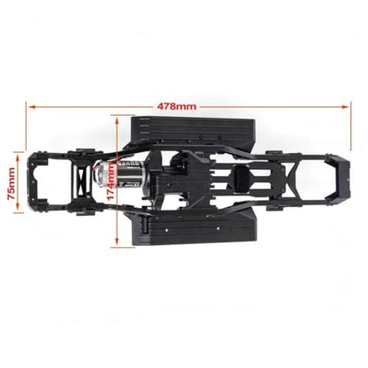 313mm Wheelbase Nylon Chassis Frame Front Rear Axles Kit with 2-Speed Transmission 35T 550 Motor for 1/10 RC Crawler Axial SCX10 TRX4 D90 DIY Upgrade Parts