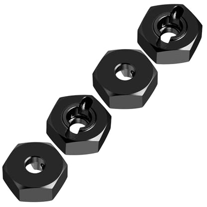 4PCS Aluminum Wheel Hex Hub Drive Adapter Combiner Coupler Compatible with Tamiya TT02 1/10 RC On Road Touring Car Upgrade Parts (Black) - color: Black