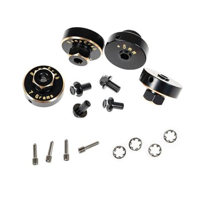 Hex Wheel hubs Extension kit +5mm for SCX24 AX24, Brass Extended Hex Hub Wheel Spacers, Upgrades Parts for SCX24 Bronco Deadbolt JLU C10 AX24, 1/24 RC Crawler Car Upgrades Accessories (Black) - color: Black