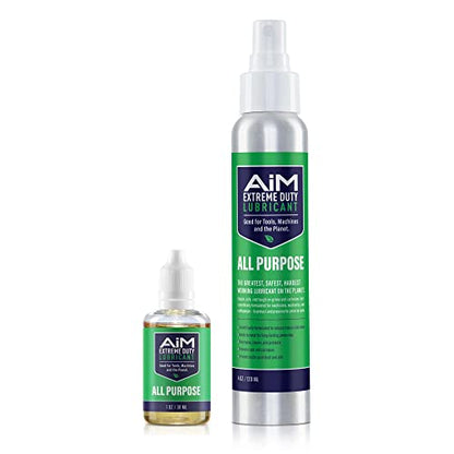 Planet Safe AIM Extreme Duty Lubricant (Small Bundle 1oz + 4oz) Made in The USA. Multi-Purpose for Home, Garage, Doors, Hinges, Gym Equipment - Penetrates, Cleans, Lubricates, Protects, 3 in 1 Oil - size: AiM | Bundle | Small