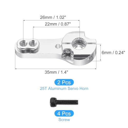 MECCANIXITY Aluminum Alloy 25T Steering Servo Arm Horn Silver for DIY RC Car/Boat/Airplane Boat Accessories 2 Pcs - color: Silver