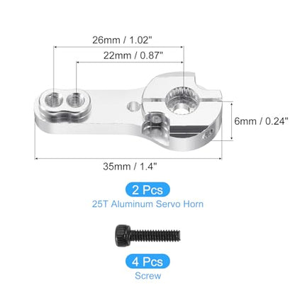 MECCANIXITY Aluminum Alloy 25T Steering Servo Arm Horn Silver for DIY RC Car/Boat/Airplane Boat Accessories 2 Pcs - color: Silver