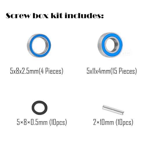 RC Bearings Kit Upgrades Part for 1/10 Slash 2WD VXL/Stampede 2WD VXL/Rustler 2WD VXL/Bandit 2WD VXL,Rubber Sealed Precision Ball Bearings,Navy Blue - color: Navy Blue - 1 Set