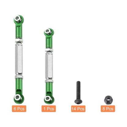 MECCANIXITY Adjustable Turnbuckles Camber Link Linkages Aluminum Alloy RC Car Steering Pull Rod Servo Linkages Tie Rod for 2WD 1/10 RC Car Crawler（Green） - color: Green