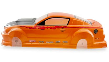Preprinted PVC Body Shell for 1/10 On Road Racing Drift Car, No Cut, 1:10 Scale (Ford Mustang, Yellow) - style: Ford Mustang, Yellow