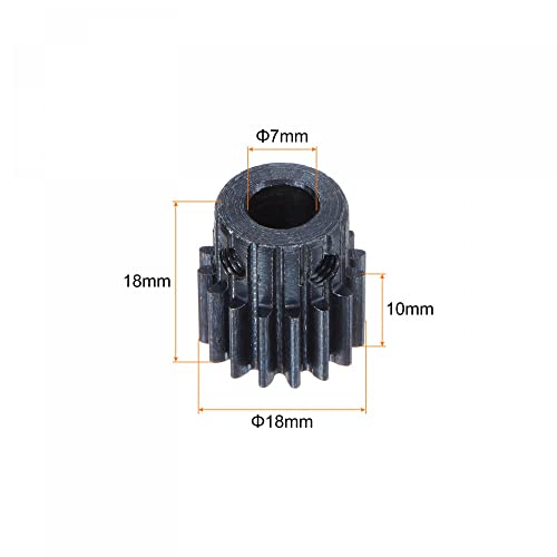 uxcell 1Mod 16T Pinion Gear 7mm Bore Hardened Steel Motor Rack Spur Gear with Step for RC Car Truck Buggy Gear Drive