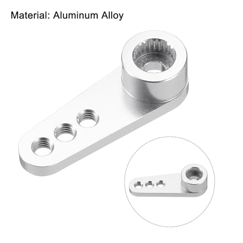 MECCANIXITY Aluminum Alloy 25T Steering Servo Single Arm Horn Silver for DIY RC Car/Boat/Airplane Boat Accessories 2 Pcs - color: Silver