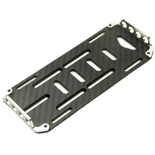 Carbon Fiber Battery Mounting Plate Tray with Metal Mount for Axial SCX10 1/10 RC Crawler Car Truck Model Upgrade Parts(Silver)