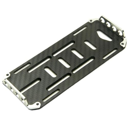 Carbon Fiber Battery Mounting Plate Tray with Metal Mount for Axial SCX10 1/10 RC Crawler Car Truck Model Upgrade Parts(Silver)