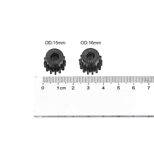 HARFINGTON Mod 1 M1 Pinion Motor Gear Set 2pcs 13T 14T Fit 5mm RC Motor Shaft M1 Pitch Gears for RC Car, with Hex Key - style: 13T 14T