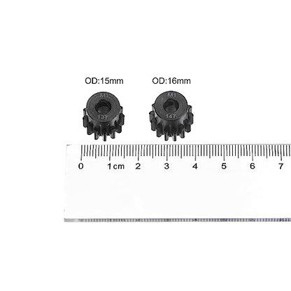 HARFINGTON Mod 1 M1 Pinion Motor Gear Set 2pcs 13T 14T Fit 5mm RC Motor Shaft M1 Pitch Gears for RC Car, with Hex Key - style: 13T 14T