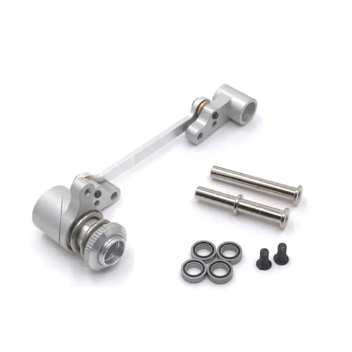 for Wltoys 144010 144001 144002 124016 127017 124018 124019 LC 1/14 RC Car Upgrade Metal Steering Assembly Repair Parts RC Car Repair Kit(Silver) - color: Silver