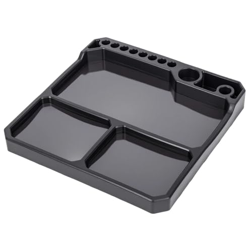1/10 1/18 1/24 Rc Car Organizer Tray Silicone Tool Holder Storage Box 155x155mm Models Upgrade Replacement Modify Parts RC Car Repair Kit - color: Black