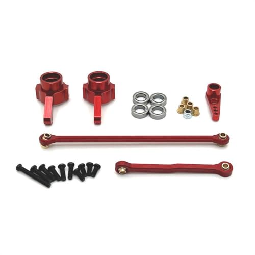 COMODO RC Crawler Steering Link Rod Set 1/12 Scale Metal Servo Arm Steering Cup Compatible with MN D90 MN99S MN78 MN82(Red) - color: Red