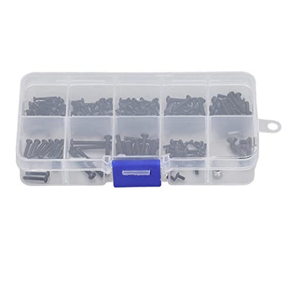 Rust Proof RC Screw Kit Iron Replacement Spare Parts Box with 160pcs Various Sizes for 1/18 Crawler