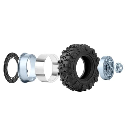1.3" Beadlock Wheels & M/T Tires for TRX4M SCX24 Ascent-18 | RC Aluminum Beadlock Wheels Secure Mud Terrain Tires for 1/18 1/24 RC Micro Crawlers Upgrades - color: Cyan Titanium
