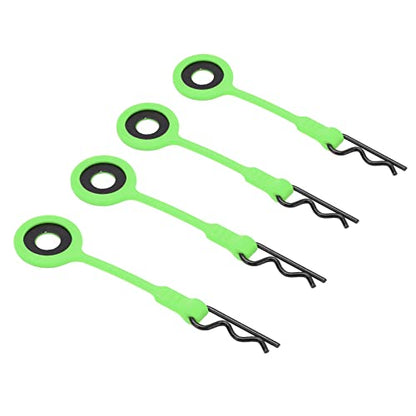 RC Car Body Clips Pins, 4 Pack Universal Metal and Silicone Shell Retainers, Green, Compatible with ARRMA Axial SCX10 D90 GEN8, 1/10 Scale Model Cars
