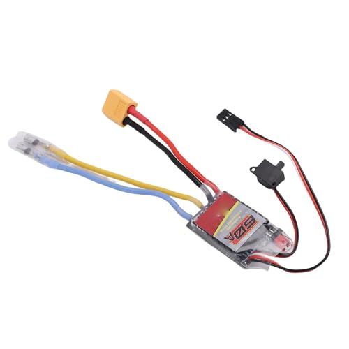 60A ESC RC Car Brushed Electric Speed Controller for 380 390 540 550 Motors, 2-3S Lipo Compatible with 1/10 1/12 1/16 Buggy Truck Crawler XT60