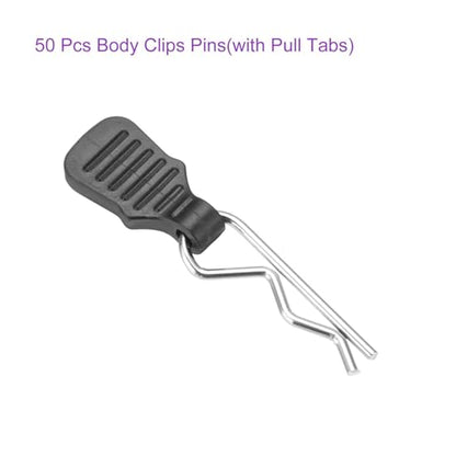 DMiotech 50Pcs Body Clips Pins with Pull Tabs, Silvery Universal RC Cars Parts Shell Replacement Parts for 1/8 1/10 Scale RC Car