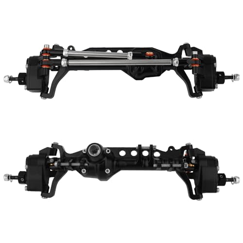 CNC Metal Front and Rear Portal Axles for 1/10 RC Crawler Car Axial SCX10 III AXI03006 AXI03007 Wrangler JL AR45 Axle Upgrade Part (Black) - color: Black