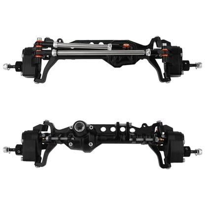 CNC Metal Front and Rear Portal Axles for 1/10 RC Crawler Car Axial SCX10 III AXI03006 AXI03007 Wrangler JL AR45 Axle Upgrade Part (Black) - color: Black
