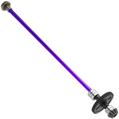 Metal Center Drive Shaft RC Car Central Transmission Shaft w/ 27T Motor Gear Upgrade Part Compatible with Wltoys 124018 124019 1/12 RC Car Buggy (Purple) - color: Purple