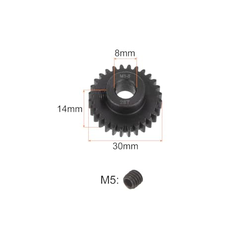 uxcell Mod 1 28T Pinion Gear 8mm Bore Hardened Steel Motor Rack Spur Gear for RC Car Truck Gear Drive