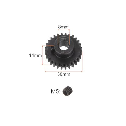 uxcell Mod 1 28T Pinion Gear 8mm Bore Hardened Steel Motor Rack Spur Gear for RC Car Truck Gear Drive