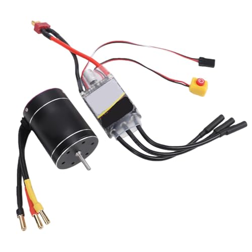 Drfeify Brushless Motor and ESC, 2600KV RC Car Motor with 75A ESC, CNC Aluminum Heatsink for 1/10 1/8 Scale RC Trucks Boats