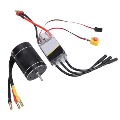 Drfeify Brushless Motor and ESC, 2600KV RC Car Motor with 75A ESC, CNC Aluminum Heatsink for 1/10 1/8 Scale RC Trucks Boats