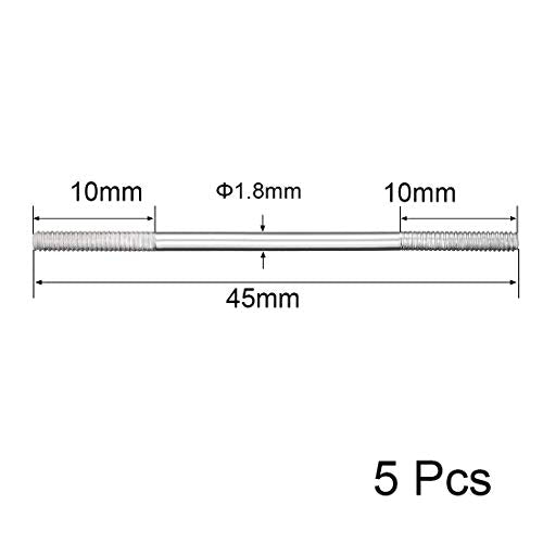 uxcell M2x45mm Pushrod Connector Stainless Steel Rod Linkage,for RC Boat,Car,Airplane,Helicopter,5pcs - size: M2x45mm
