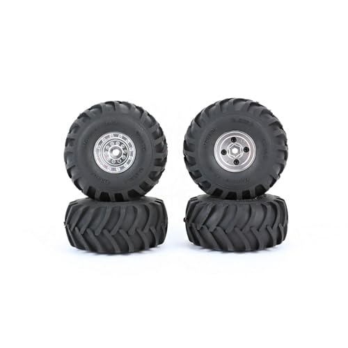 RCAWD 71.6g*4pcs SCX24 & FCX24 Brass Weighted & Bigger Wheels & Tires 1.0 Beadlock Upgrades, 68 * 33mm, 7mm Hex Adapter Parts 1/24 RC Crawlers Silver