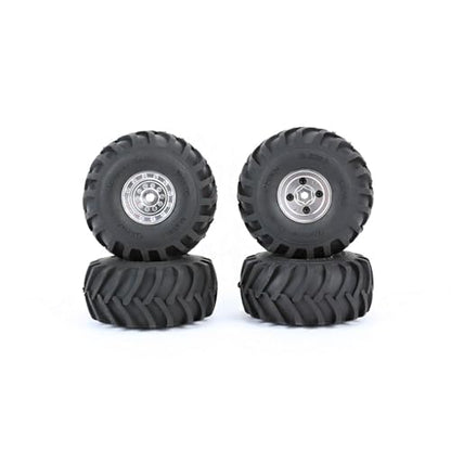 RCAWD 71.6g*4pcs SCX24 & FCX24 Brass Weighted & Bigger Wheels & Tires 1.0 Beadlock Upgrades, 68 * 33mm, 7mm Hex Adapter Parts 1/24 RC Crawlers Silver