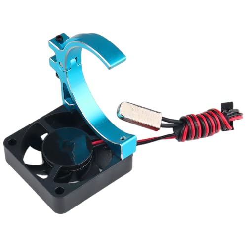 RC Car Motor Cooling Fan Thermal Sensor Heatsink 40mm Brushless Cooling Fan with Alloy Clamp for 1/8 1/10 Buggy Cars 540 550 3650 4268 4274 Motors (Blue)