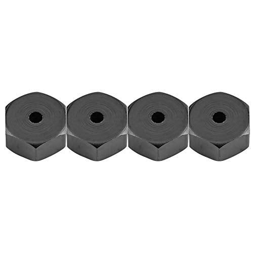 Dilwe RC Car Hex Hub Adapter, 4 Pcs Aluminium Alloy 6mm to 12mm Wheel Hex Hub Adapter for WPL 1634 RC Truck RC Spare Part Accessory (Black)