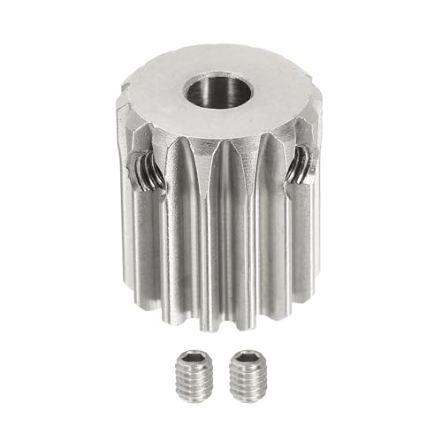 uxcell 1 Mod 14T Spur Gear 5mm Bore, 304 Stainless Steel Pinion Gear, 20°Pressure Angle, for Spur Rack and RC Model Car or Motor DIY - size: 1 Mod 14T, 5mm
